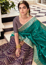 Load image into Gallery viewer, Raisin Purple Banarasi Silk Lehenga Choli with Contrast Dupatta