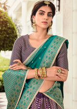 Load image into Gallery viewer, Raisin Purple Banarasi Silk Lehenga Choli with Contrast Dupatta