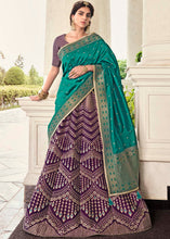 Load image into Gallery viewer, Raisin Purple Banarasi Silk Lehenga Choli with Contrast Dupatta