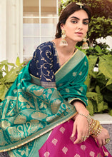 Load image into Gallery viewer, Magenta Pink Banarasi Silk Lehenga Choli with Contrast Dupatta