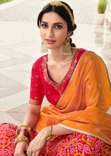 Load image into Gallery viewer, Persian Red Banarasi Silk Lehenga Choli with Contrast Dupatta