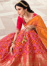 Load image into Gallery viewer, Persian Red Banarasi Silk Lehenga Choli with Contrast Dupatta