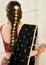 Carica l&#39;immagine nel visualizzatore Galleria,Midnight Black Banarasi Silk Lehenga Choli with Contrast Dupatta