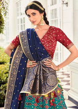 Load image into Gallery viewer, Rama Green Banarasi Silk Lehenga Choli with Contrast Dupatta