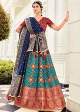 Load image into Gallery viewer, Rama Green Banarasi Silk Lehenga Choli with Contrast Dupatta