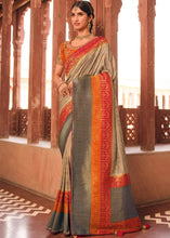 Load image into Gallery viewer, Khaki Brown Woven Banarasi Silk Saree with Embroidered Blouse