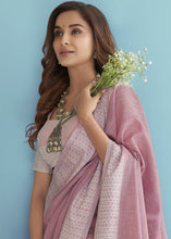 Load image into Gallery viewer, Orchid Pink Purple Linen Silk Saree with Chikankari Weaved Border