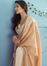 Load image into Gallery viewer, Beige Brown Linen Silk Saree with Chikankari Weaved Border