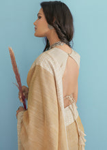 Load image into Gallery viewer, Beige Brown Linen Silk Saree with Chikankari Weaved Border