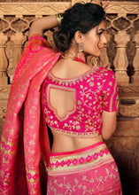 Load image into Gallery viewer, Brink Pink Woven Banarasi Silk Saree with Embroidered Blouse