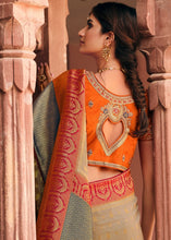 Load image into Gallery viewer, Khaki Brown Woven Banarasi Silk Saree with Embroidered Blouse