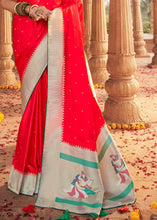 Load image into Gallery viewer, Crimson Red Woven Kanjivaram Silk Saree