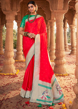 Load image into Gallery viewer, Crimson Red Woven Kanjivaram Silk Saree