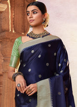 Load image into Gallery viewer, Indigo Blue Woven Kanjivaram Silk Saree