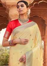 Load image into Gallery viewer, Champagne Yellow Woven Kanjivaram Silk Saree