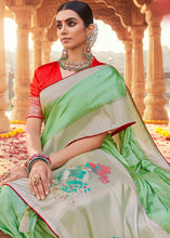 Load image into Gallery viewer, Light Green Woven Kanjivaram Silk Saree