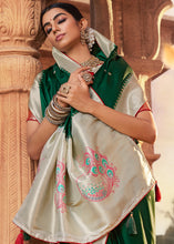 Load image into Gallery viewer, Sacramento Green Woven Kanjivaram Silk Saree