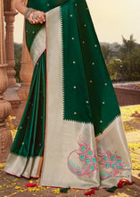 Load image into Gallery viewer, Sacramento Green Woven Kanjivaram Silk Saree
