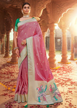 Load image into Gallery viewer, Carnation Pink Woven Kanjivaram Silk Saree