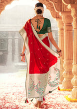 Load image into Gallery viewer, Lipstick Red Woven Kanjivaram Silk Saree