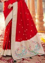 Load image into Gallery viewer, Lipstick Red Woven Kanjivaram Silk Saree