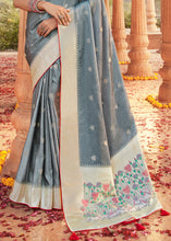 Load image into Gallery viewer, Lava Grey Woven Kanjivaram Silk Saree