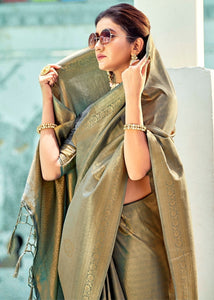 Seal Grey Woven Kanjivaram Silk Saree