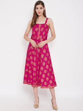 Load image into Gallery viewer, Shoulder strap flared midi dress