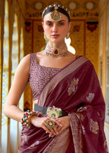 Load image into Gallery viewer, Jam Purple Zari Woven Banarasi Silk Saree