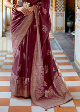 Load image into Gallery viewer, Jam Purple Zari Woven Banarasi Silk Saree