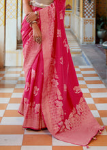 Load image into Gallery viewer, Cerise Pink Zari Woven Banarasi Silk Saree