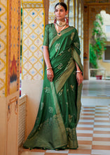 Load image into Gallery viewer, Dark Green Zari Woven Banarasi Silk Saree