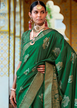Load image into Gallery viewer, Dark Green Zari Woven Banarasi Silk Saree