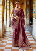 Load image into Gallery viewer, Jam Purple Zari Woven Banarasi Silk Saree