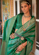 Load image into Gallery viewer, Shades Of Green Zari Woven Banarasi Silk Saree