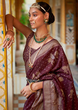 Load image into Gallery viewer, Russet Brown Zari Woven Banarasi Silk Saree