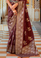 Load image into Gallery viewer, Russet Brown Zari Woven Banarasi Silk Saree