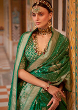 Load image into Gallery viewer, Cadmium Green Zari Woven Banarasi Silk Saree