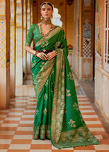 Load image into Gallery viewer, Cadmium Green Zari Woven Banarasi Silk Saree
