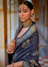 Cargar imagen en el visor de la galería, Capri Blue Zari Woven Banarasi Silk Saree