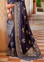 Cargar imagen en el visor de la galería, Capri Blue Zari Woven Banarasi Silk Saree