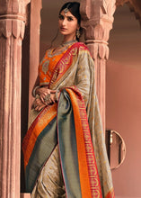 Load image into Gallery viewer, Khaki Brown Woven Banarasi Silk Saree with Embroidered Blouse