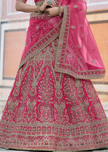 Laden Sie das Bild in den Galerie-Viewer, Cerise Pink Velvet Lehenga Choli Having Heavy Embroidery &amp; Hand work: Bridal Edition