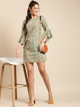Load image into Gallery viewer, Bell Sleeve printed Dress