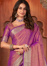 Load image into Gallery viewer, Shades Of Purple Zari Woven Tussar Silk Saree