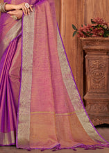 Load image into Gallery viewer, Shades Of Purple Zari Woven Tussar Silk Saree