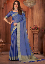Load image into Gallery viewer, Shades Of Blue Zari Woven Tussar Silk Saree