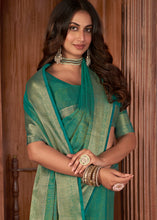 Load image into Gallery viewer, Shades Of Green Zari Woven Tussar Silk Saree