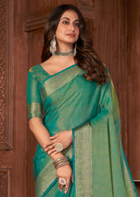 Load image into Gallery viewer, Shades Of Green Zari Woven Tussar Silk Saree