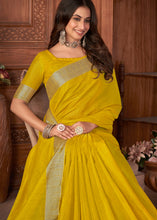 Load image into Gallery viewer, Aureolin Yellow Zari Woven Tussar Silk Saree